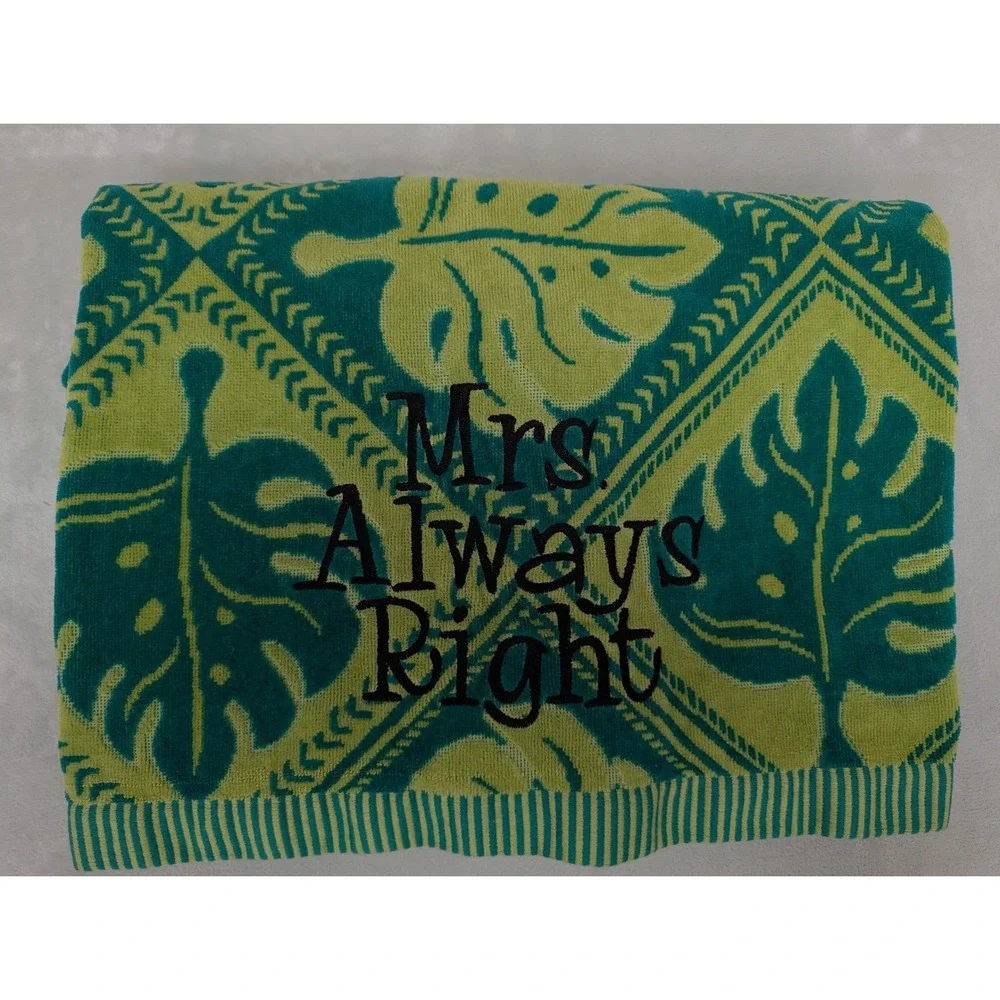 Mr. Right Mrs. Always Right Beach Towels Set of 2 Wedding Anniversary